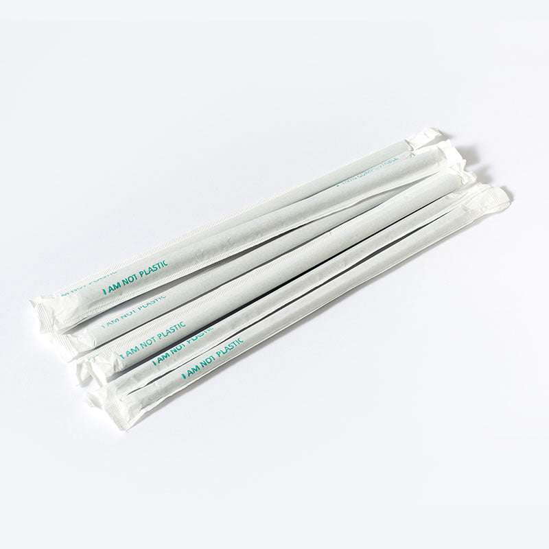 PLA Straw Regular Ø7mm X 210mm [Bamboo Paper Wrap] - GreenPackers