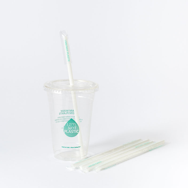 PLA Straw Regular Ø7mm X 210mm [Clear Wrap] - GreenPackers