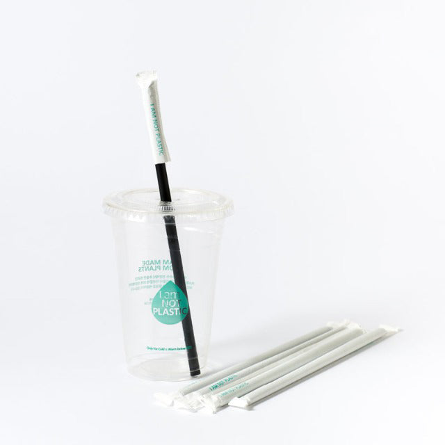 PLA Straw Regular Ø7mm X 210mm [Bamboo Paper Wrap] - GreenPackers